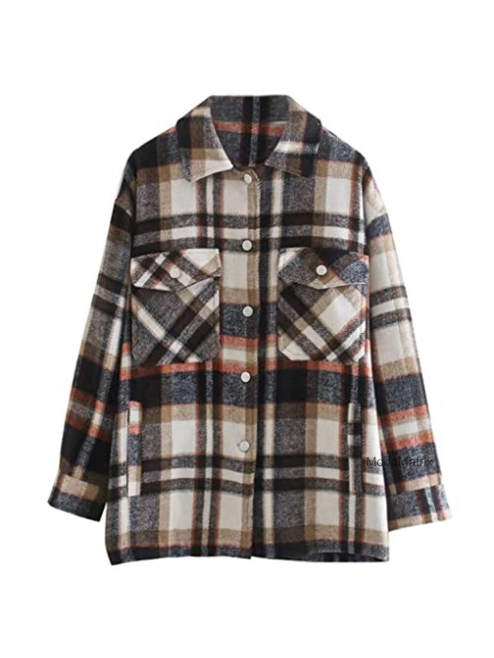 Oversized Plaid Button Down Wool Blend Shirt Jacket Shacket